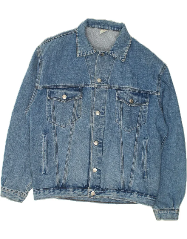 men's fleece jackets -VINTAGE Mens Denim Jacket UK 40 Large Blue Cotton