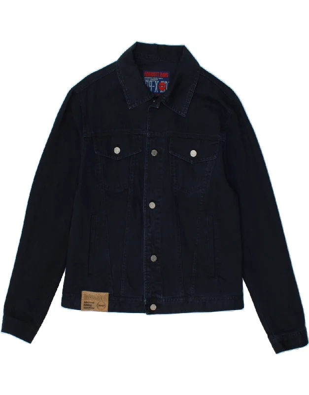 trendy jackets for men -VINTAGE Mens Denim Jacket UK 40 Large Navy Blue Cotton