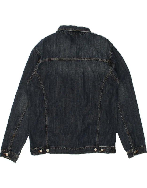 fleece-lined bomber jackets for men -VINTAGE Mens Denim Jacket UK 42 XL Blue Cotton