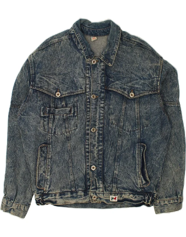 men's varsity jackets with patches -VINTAGE Mens Denim Jacket UK 42 XL Blue Cotton