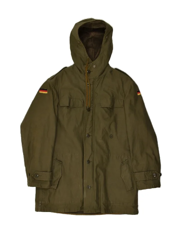 men's outdoor waterproof jackets -VINTAGE Mens Hooded Military Jacket UK 36 Small Khaki