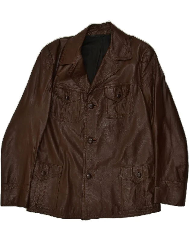 stylish jackets for men -VINTAGE Mens Leather Jacket UK 38 Medium Brown