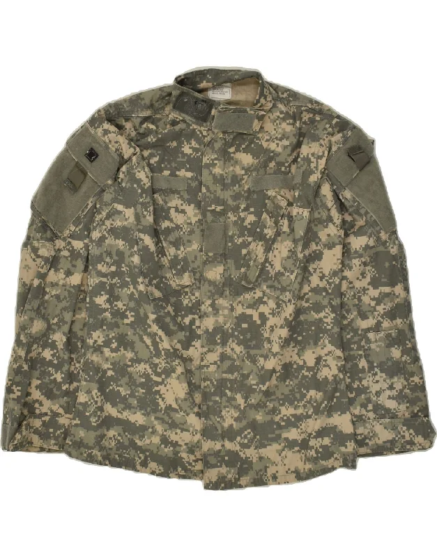 men's hooded bomber jackets -VINTAGE Mens Military Jacket UK 36 Small Beige Camouflage Cotton