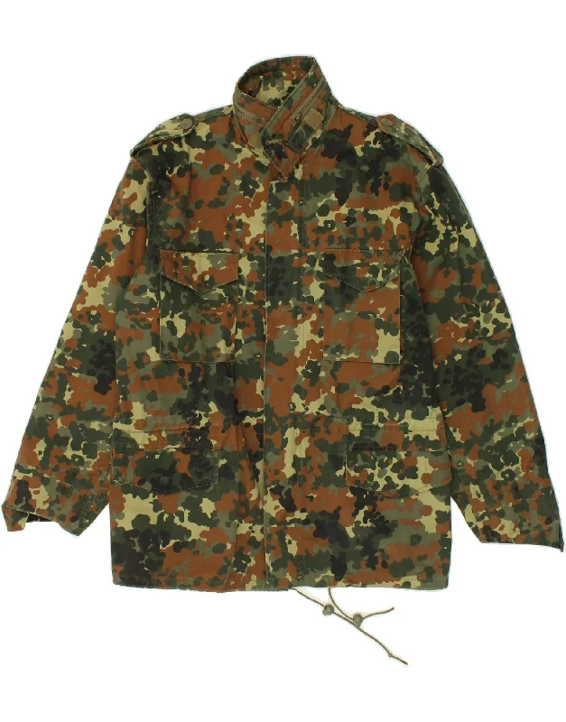 men's technical jackets -VINTAGE Mens Military Jacket UK 36 Small Khaki Camouflage Polyester