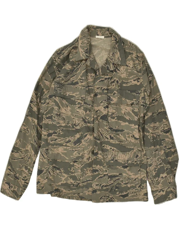 military-inspired jackets for men -VINTAGE Mens Military Jacket UK 38 Medium Khaki Camouflage Cotton