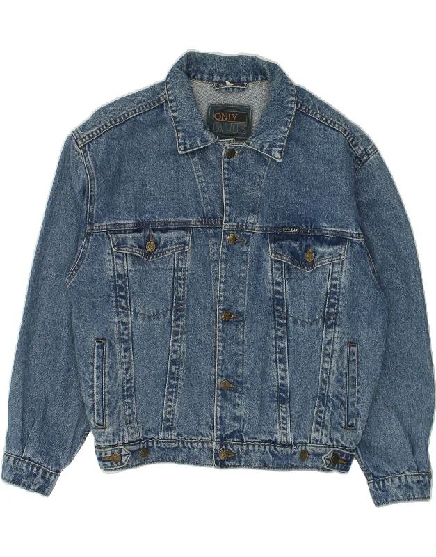 stylish jackets for men -VINTAGE Mens Oversized Denim Jacket UK 36 Small Blue Cotton