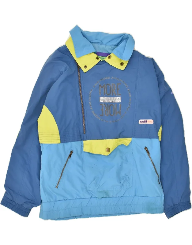 men's waterproof jackets -VINTAGE Mens Pullover Windbreaker Jacket UK 38 Medium Blue Colourblock