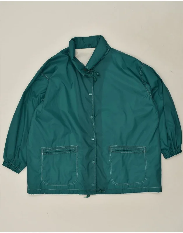 men's biker jackets -VINTAGE Mens Rain Jacket IT 56 4XL Green Polyamide