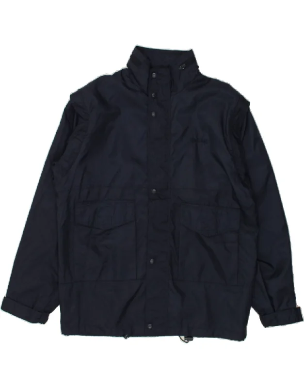 men's high-performance jackets -VINTAGE Mens Rain Jacket UK 38 Medium Navy Blue Polyamide