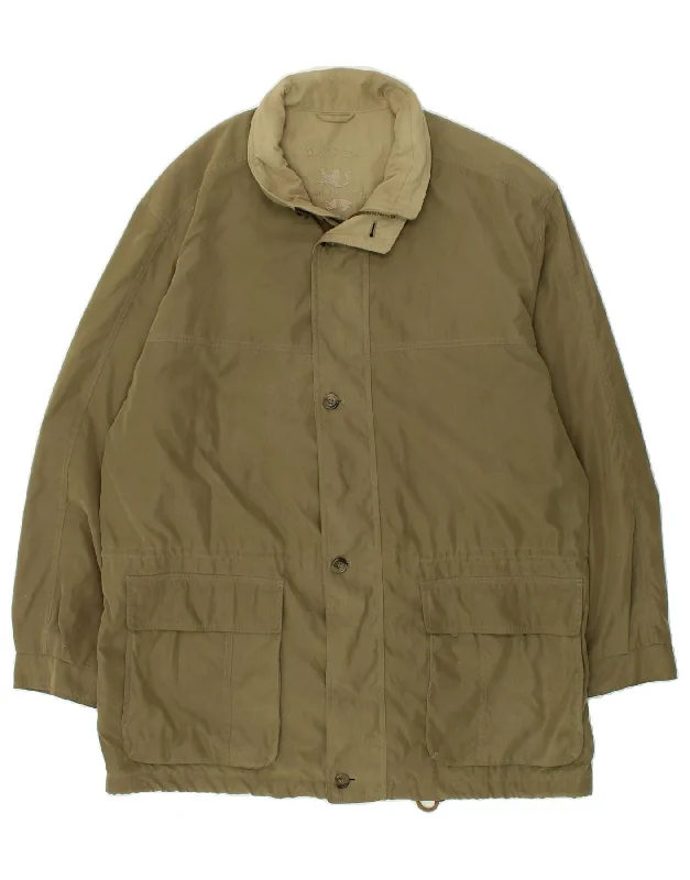 puffer jackets for men -VINTAGE Mens Utility Jacket IT 50 Large Khaki Polyester