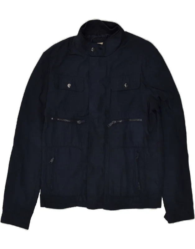 men's parkas for winter -VINTAGE Mens Utility Jacket UK 38 Medium Navy Blue Polyester