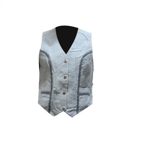 tailored waistcoats for formal occasions -Women's Leather Biker Vest With Laces On The Side, LV221-15-DL