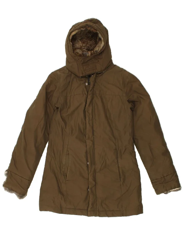 men's double-breasted jackets -WOOLRICH Mens Hooded Padded Jacket UK 34 XS Khaki