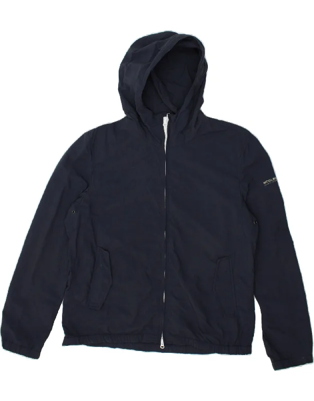 men's heavy-duty jackets -WOOLRICH Mens Hooded Rain Jacket UK 42 XL Navy Blue Nylon