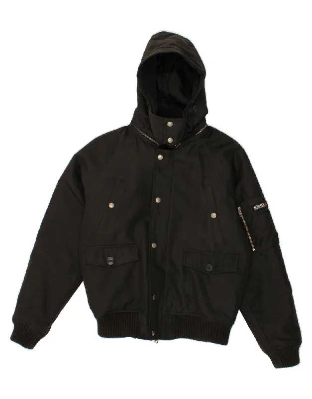 men's field jackets -WOOLRICH Mens Hooded Windbreaker Jacket UK 38 Medium Black Polyester