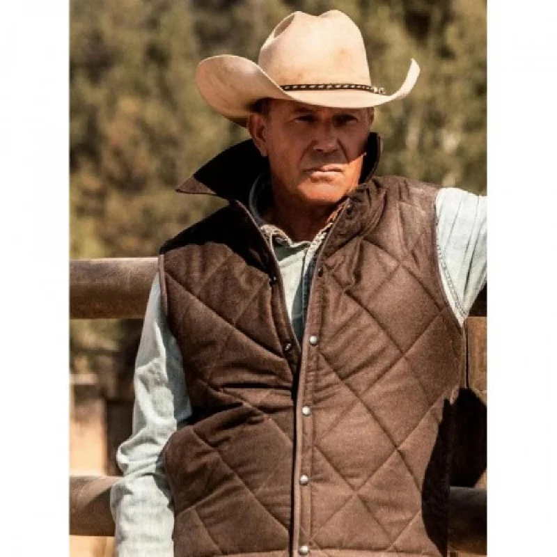 tailored vests for men -Yellowstone John Dutton Brown Quilted Vest