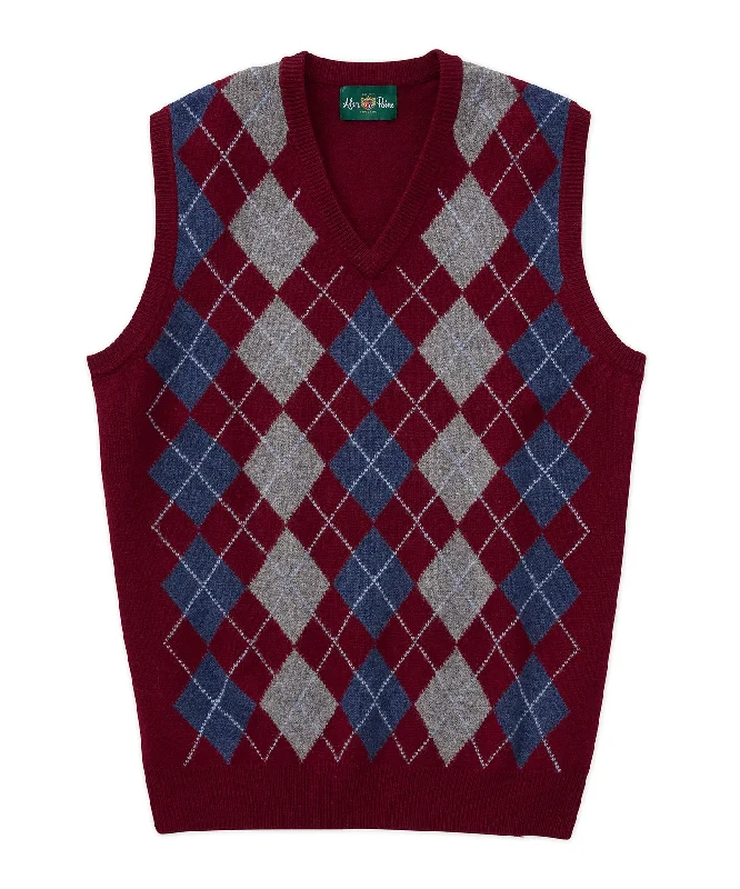 men's checkered waistcoats -Lambswool V-Neck Argyle Vest