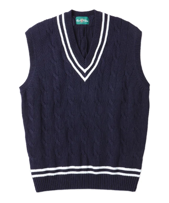 men's vest for evening wear -Alan Paine Chandury Cotton Cable Tennis Vest