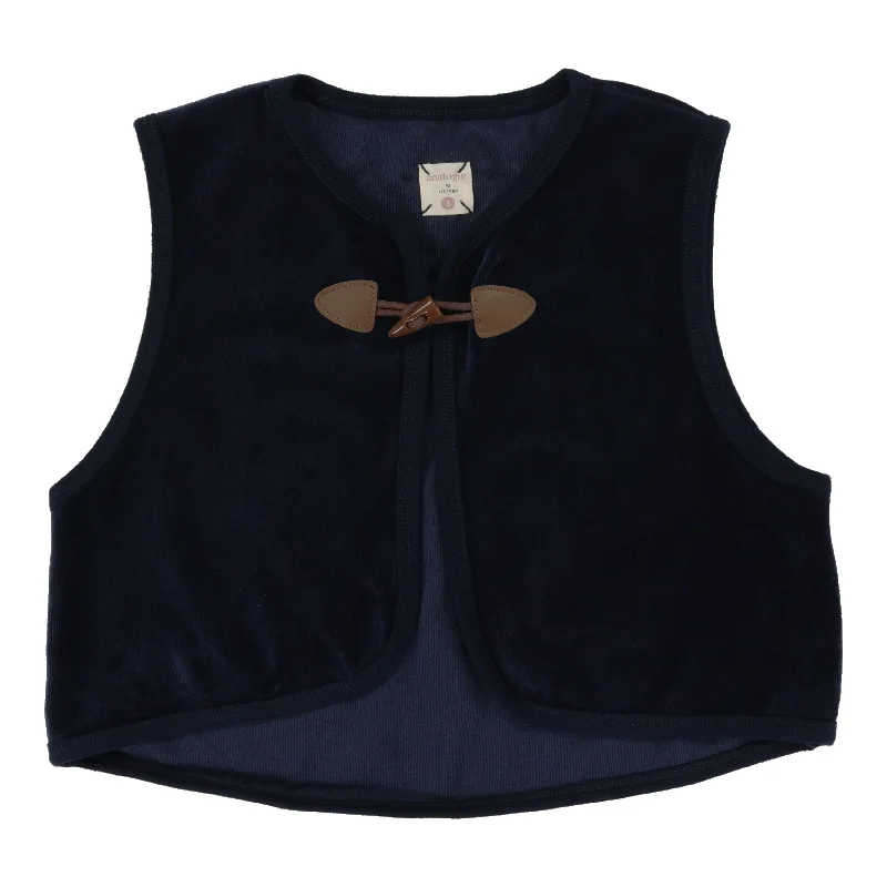 men's quilted waistcoats -Analogie By Lil Legs Velour Toggle Vest Navy