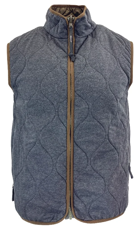 fitted waistcoats for men -Aspesi Reversible Quilted Vest in Navy/Army