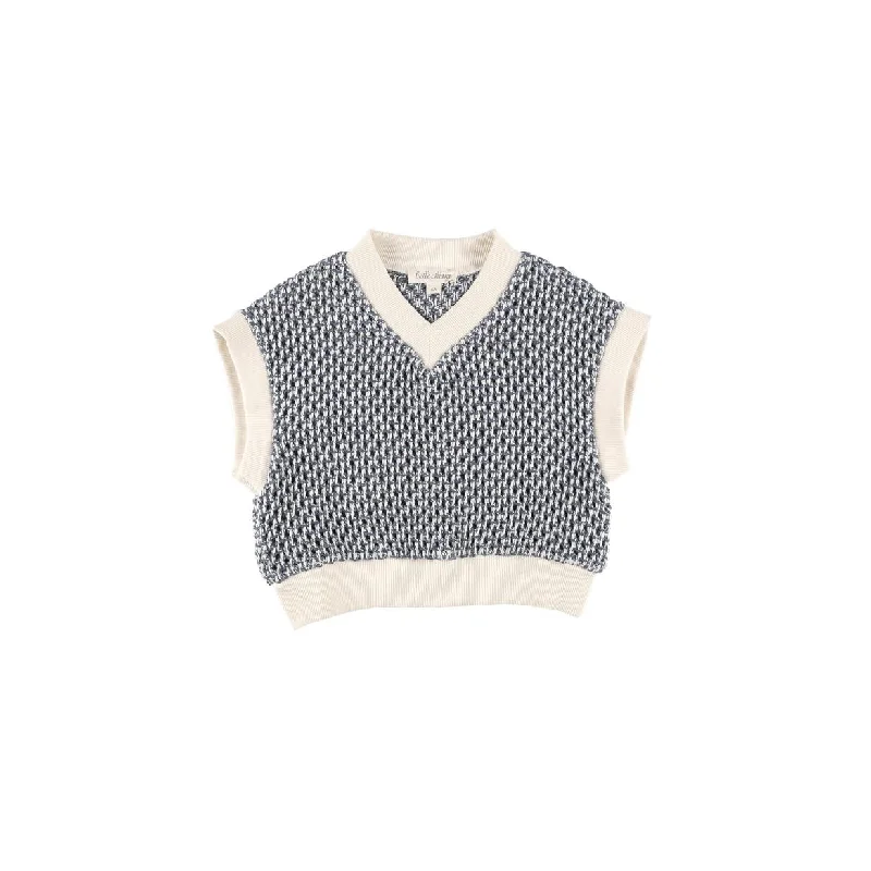 trendy vests for men -BELLE CHIARA V NECK WAFFLE KNIT VEST [FINAL SALE]