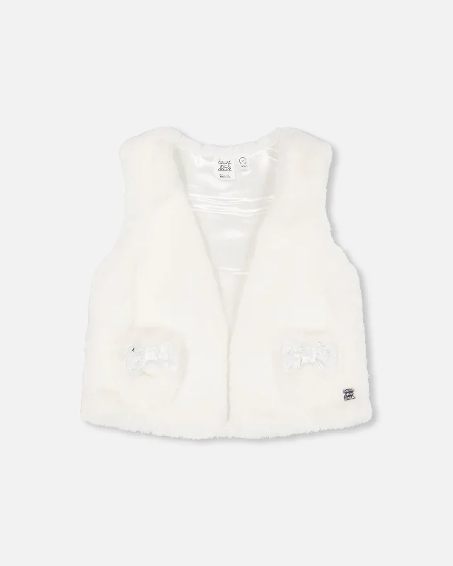 men's vests for summer -Faux Fur Vest Off White