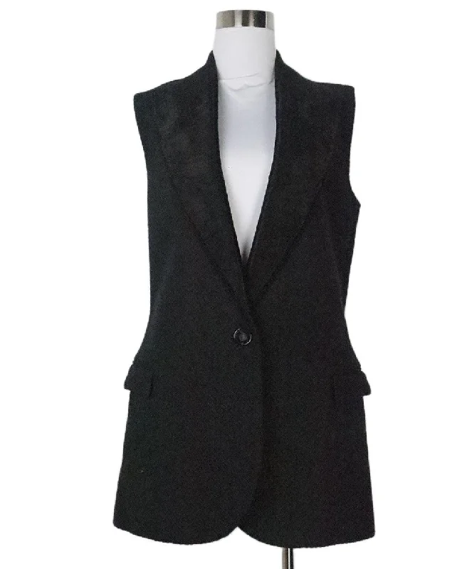 men's checkered vests -Lanvin Black Cotton Vest sz 6