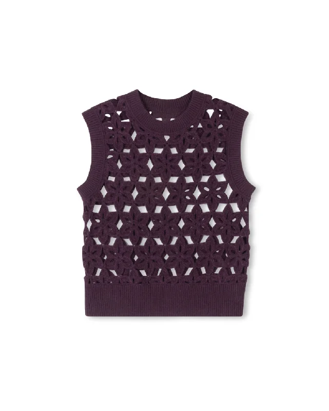 outdoor activity vests for men -MALLORY AND MERLOT BURGUNDY CROCHET KNIT VEST [FINAL SALE]