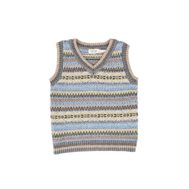 multi-pocket vests for men -MARMAR COPENHAGEN MULTI COLOR DESIGN KNIT VEST [FINAL SALE]