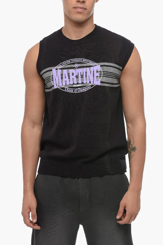 men's padded vests -Martine Rose Logoed TEXAS Knited Vest