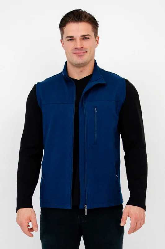 men's waistcoats for business -Nick Vest, Indigo, Bamboo Fleece