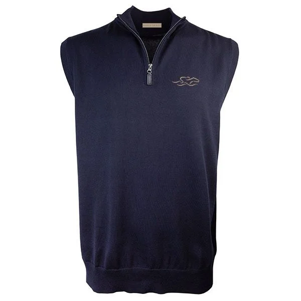 lightweight vests for men -Qtr Zip Top Line Vest - Navy