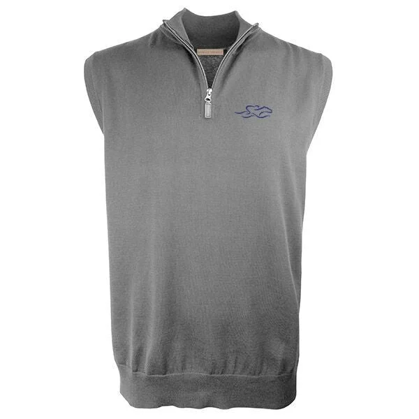 men's formal vests -Qtr Zip Top Line Vest - Silver