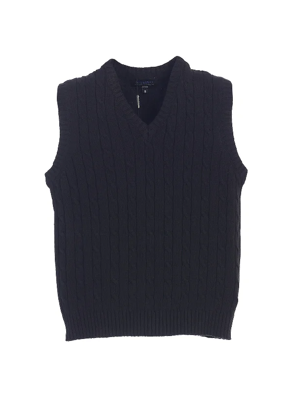 sleek vests for men -Boy's V-Neck Cable Knit Vest