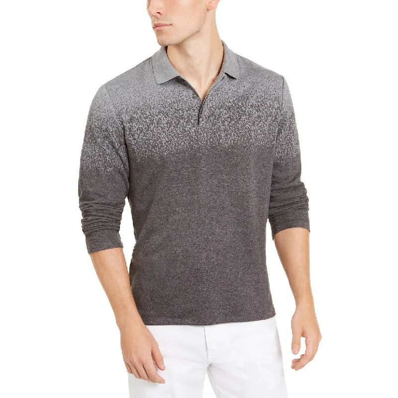 premium polo shirts for men -Alfani Men's Ombre Plaid Polo Shirt Gray Size XX-Large