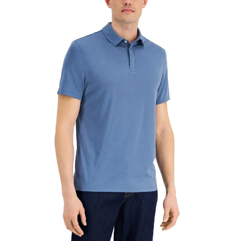 polo shirts with contrasting collars -Alfani Men's Stretch Solid Polo Shirt Blue Size Small