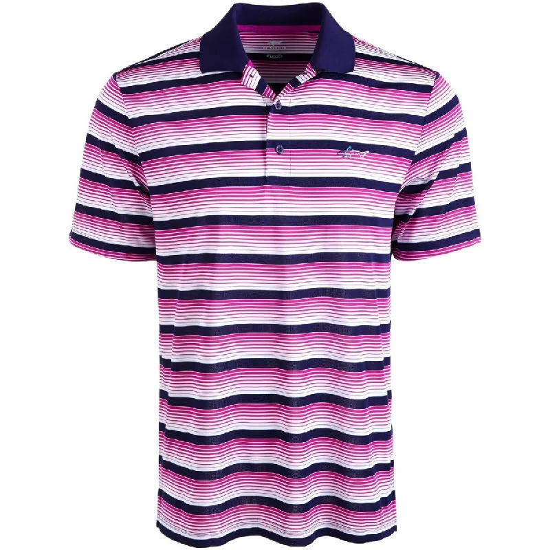 men's polo shirts with designs -Attack Life By Greg Norman Men's Roadmap Stripe Polo Shirt Purple Size Medium