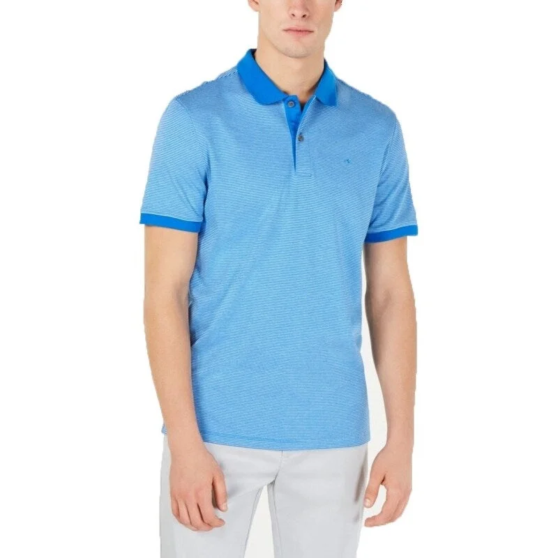 men's breathable short sleeve polo shirts -Calvin Klein Men's Liquid Touch Micro Stripe Polo Shirt Blue Size 2 Extra Large