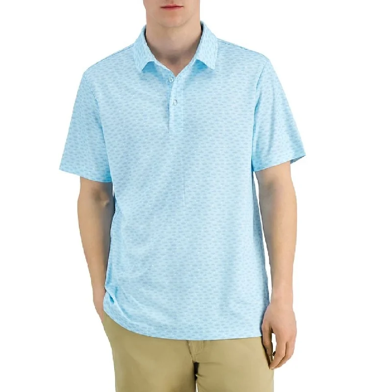 casual pique polo shirts for men -Club Room Men's Fish Print Polo Shirt Blue Size XX-Large