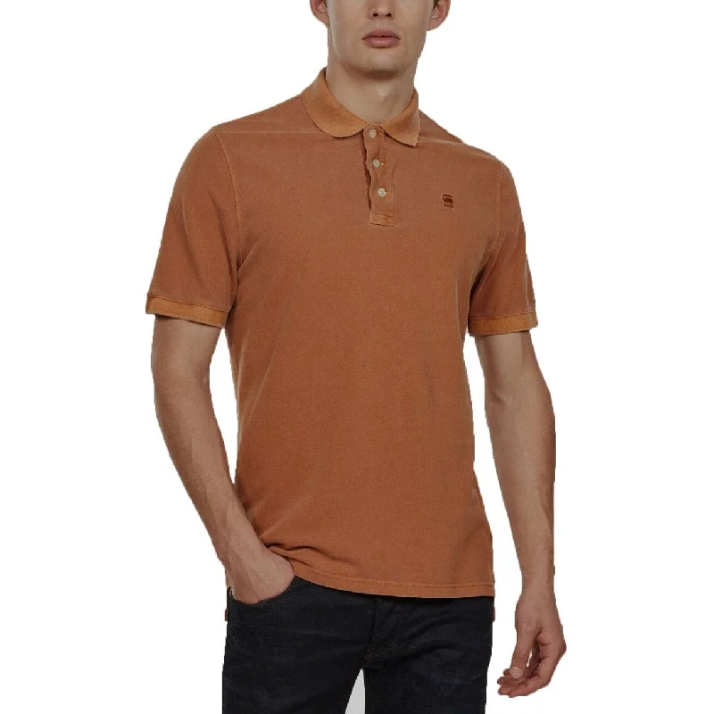 modern fit polo shirts for men -G-Star Raw Men's Halite Polo Shirt Orange Size Medium