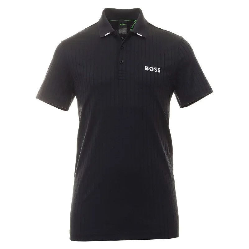 men's casual polo shirts for work -Hugo Boss Men Paddytech Short Sleeve Stretch Poly Logo Polo Shirt 001-Black