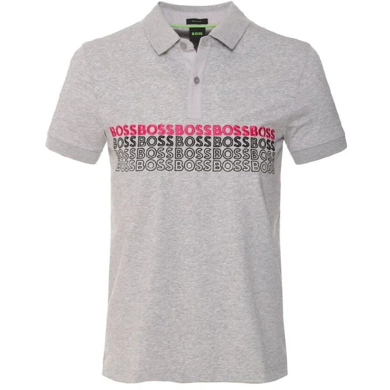 stylish polo shirts for men -Hugo Boss Men Pavel Pique Cotton Polo Shirt 059-Light/Pastel Grey