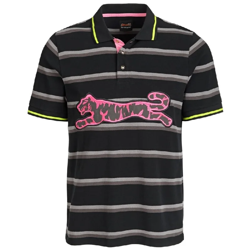 vibrant polo shirts for men -Le Tigre Men's Ellison Logo Polo Shirt Pink Size Small