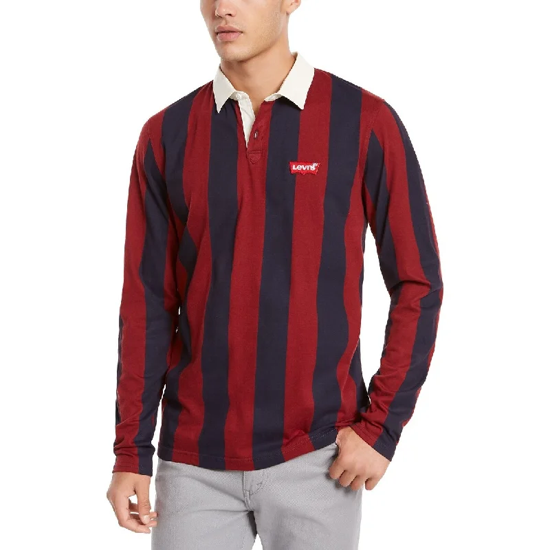 men's performance polo shirts -Levi's Men's Regular-Fit Stripe Polo Shirt Red Size Extra Large