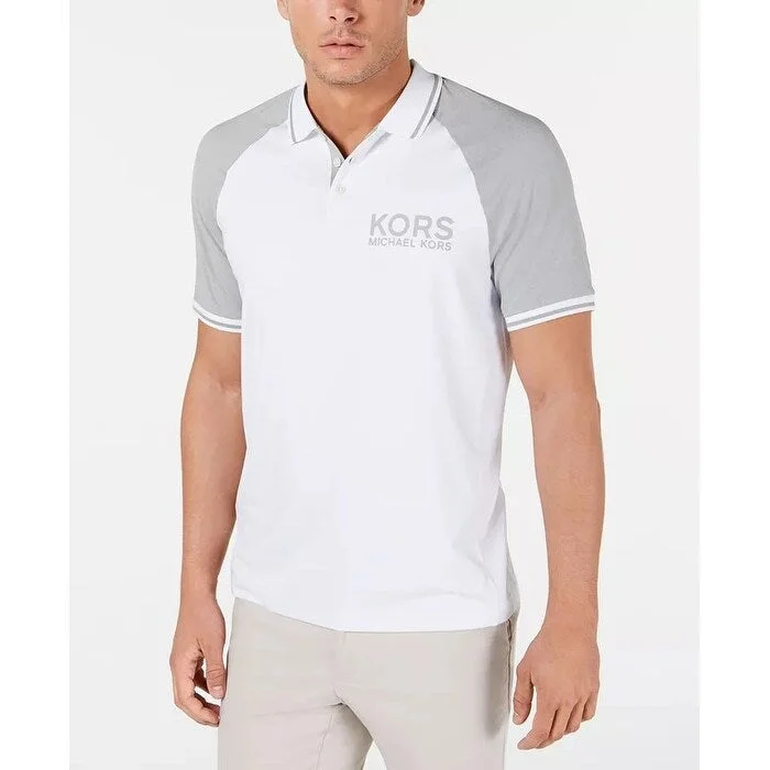 men's regular pique polo shirts -Michael Kors Men's Performance Sport Raglan Polo Shirt White Size XX-Large