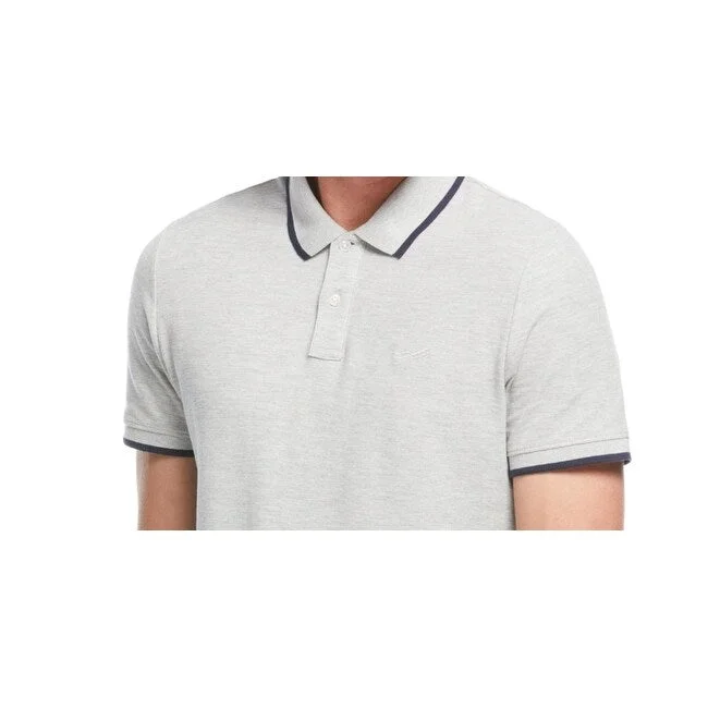 men's golf-style polo shirts -Perry Ellis Men's Tipped Collar Solid Polo Shirt Gray Size X-Large