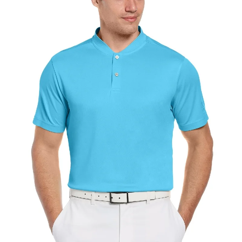 men's polos with side slits -PGA Tour Men's Edge Collar Polo Shirt Blue Size Small