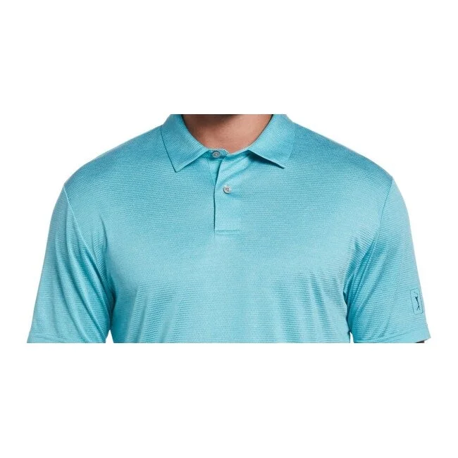 men's high-performance polo shirts -Pga Tour Men's Space Dye Texture Golf Polo Shirt Blue Size Medium