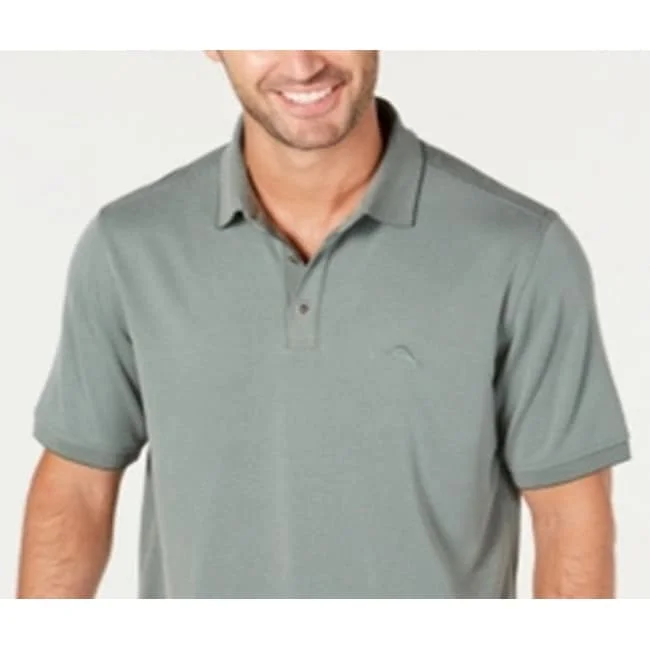 men's patterned polo shirts -Tommy Bahama Men's All Square Polo Shirt Green Size Small