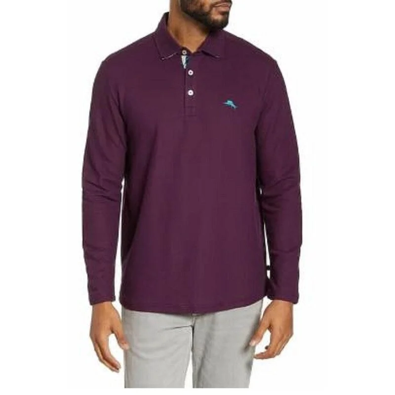 polo shirts for men with collars -Tommy Bahama Men's La Jolla Cove Classic Fit Polo Shirt Purple Size Medium